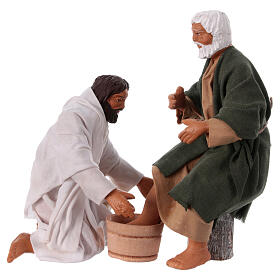 Washing of the feet for 13 cm Neapolitan Easter Creche, set of 2 terracotta figurines