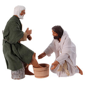 Washing of the feet for 13 cm Neapolitan Easter Creche, set of 2 terracotta figurines