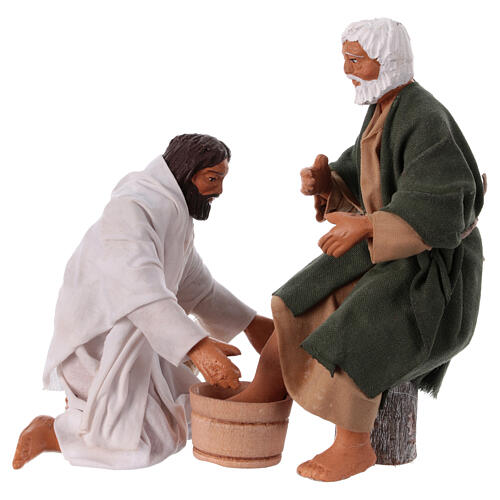 Washing of the feet for 13 cm Neapolitan Easter Creche, set of 2 terracotta figurines 1