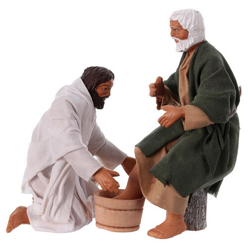 Washing of the Feet 2 pcs terracotta Neapolitan Easter nativity scene 13 cm 1