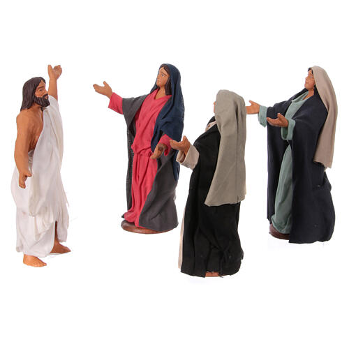 Risen Jesus with the three myrrhbearing women for 13 cm Neapolitan Easter Creche, set of 4 terracotta figurines 2