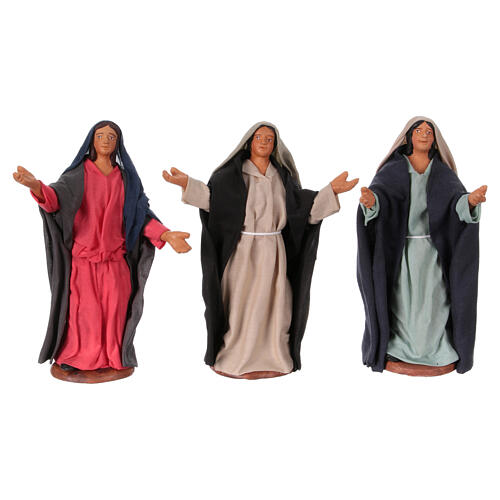 Risen Jesus with the three myrrhbearing women for 13 cm Neapolitan Easter Creche, set of 4 terracotta figurines 5