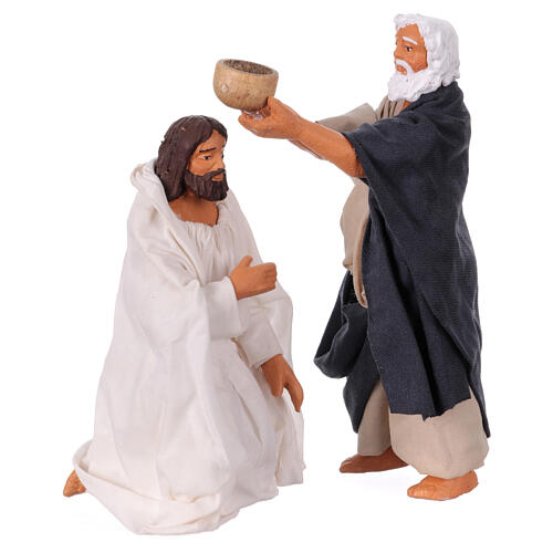 Jesus' baptism, set of 2 terracotta figurines of 13 cm for Neapolitan Easter Creche 3