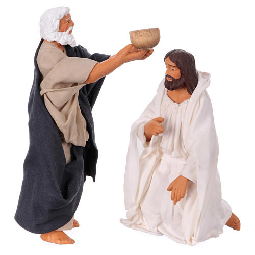 Jesús bautismo set 2 piezas terracota belén Nápoles pascual 13 cm 1