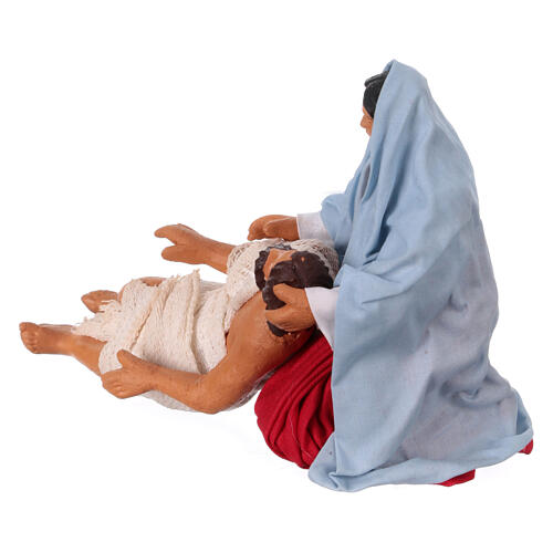 Pietà, Krippenfigur, neapolitanischer Stil, Terrakotta, für 13 cm Krippe 3