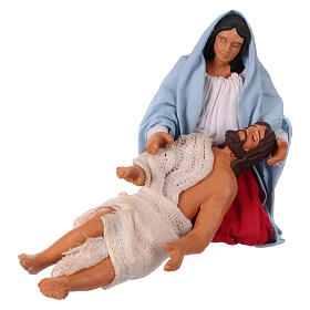 Figura terracota Pietà Jesus presépio napolitano de Páscoa 13 cm