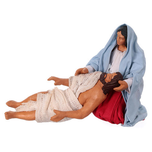 Figura terracota Pietà Jesus presépio napolitano de Páscoa 13 cm 2