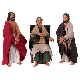 Pontius Pilate with Jesus and the robber, set of 3 terracotta figurines of 13 cm for Neapolitan Easter Creche