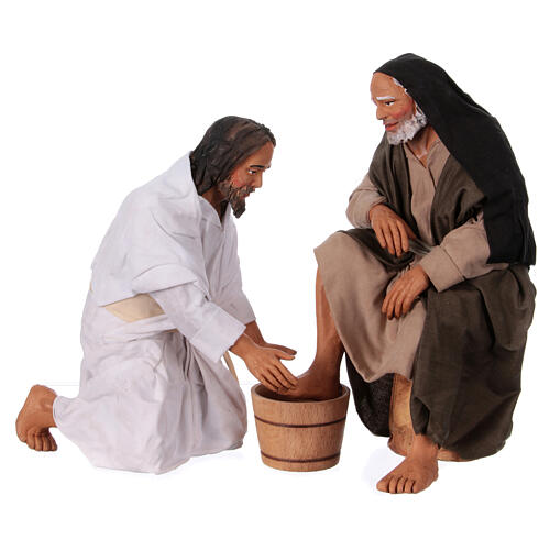 Set statuettes lavement des pieds crèche napolitaine de Pâques 30 cm 1
