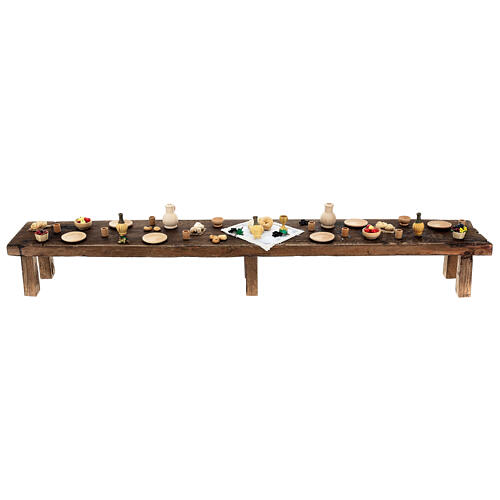 Table Cène crèche napolitaine de Pâques 30 cm bois 10x85x15 cm 1