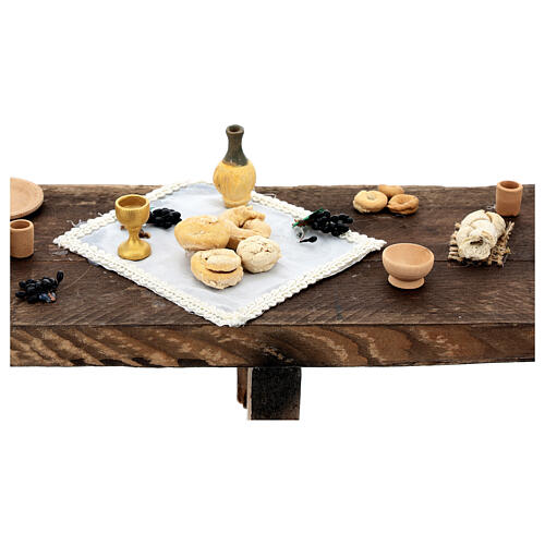 Table Cène crèche napolitaine de Pâques 30 cm bois 10x85x15 cm 2