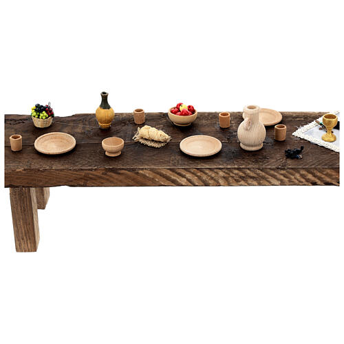 Table Cène crèche napolitaine de Pâques 30 cm bois 10x85x15 cm 4