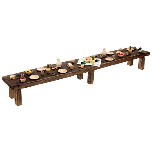 Table Cène crèche napolitaine de Pâques 30 cm bois 10x85x15 cm 5