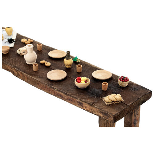Table Cène crèche napolitaine de Pâques 30 cm bois 10x85x15 cm 6