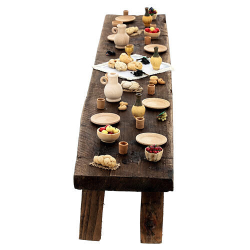 Table Cène crèche napolitaine de Pâques 30 cm bois 10x85x15 cm 7