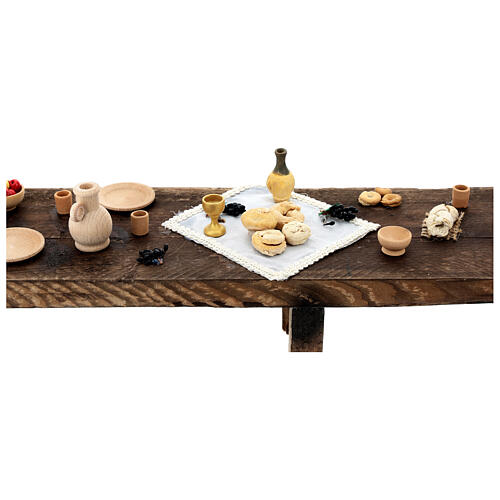 Table Cène crèche napolitaine de Pâques 30 cm bois 10x85x15 cm 8