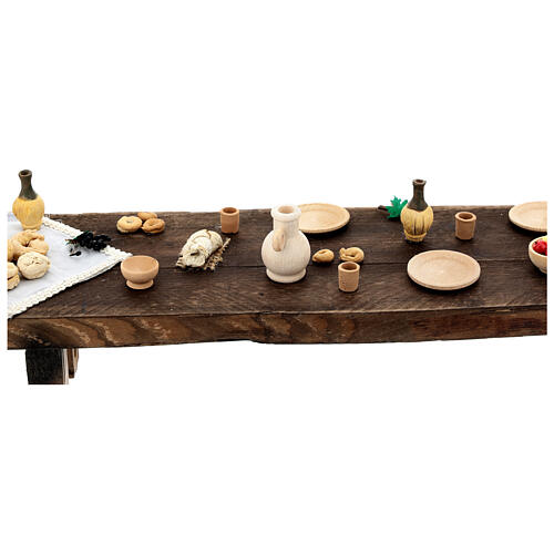 Table Cène crèche napolitaine de Pâques 30 cm bois 10x85x15 cm 9
