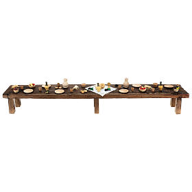 Stół z drewna Ostatnia wieczerza, neapolitańska szopka wielkanocna 30 cm, 10x85x15 cm