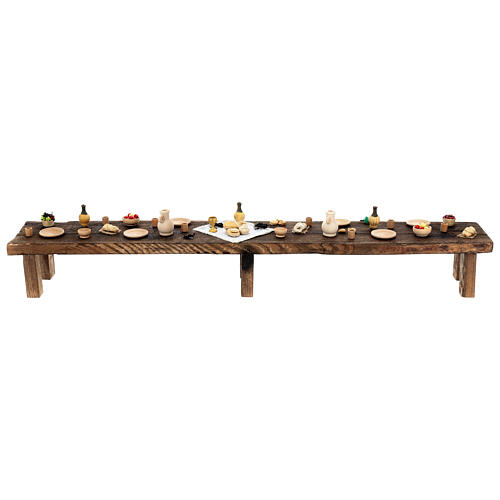 Stół z drewna Ostatnia wieczerza, neapolitańska szopka wielkanocna 30 cm, 10x85x15 cm 10