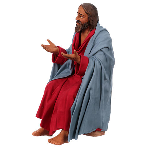 Jesus sitting with risen hands, terracotta figurine for 30 cm Neapolitan Easter Creche 2