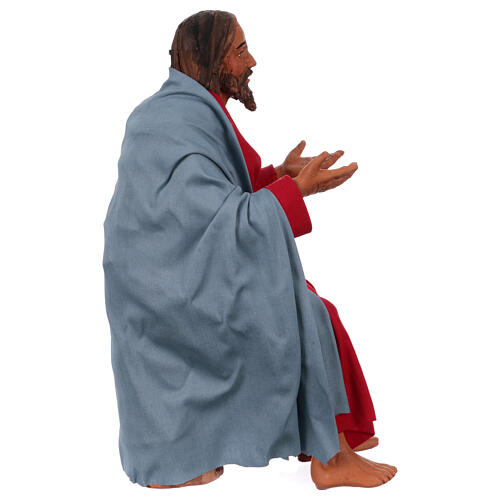 Jesus sitting with risen hands, terracotta figurine for 30 cm Neapolitan Easter Creche 3