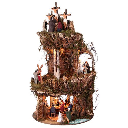Complete Easter nativity scene with figurines 13 cm Neapolitan 110x55 cm 1