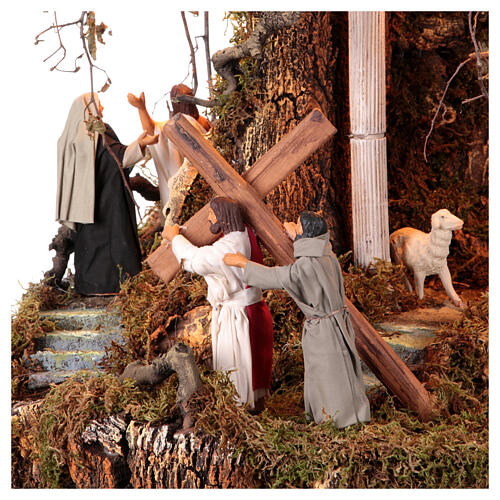 Complete Easter nativity scene with figurines 13 cm Neapolitan 110x55 cm 5