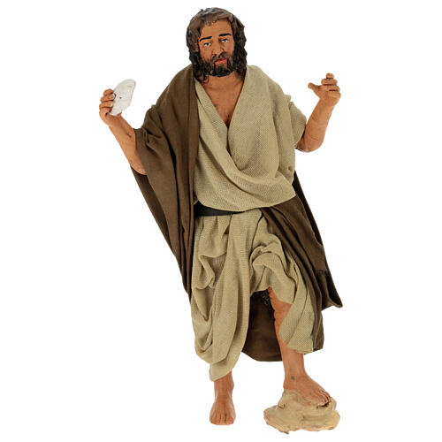 Baptism of Jesus Christ for terracotta Neapolitan Easter Creche of 30 cm, set of 2 5