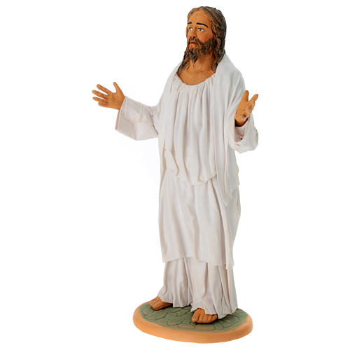 Auferstandener Jesus mit erhobenen Armen, Krippenfigur, neapolitanischer Stil, Terrakotta, für 30 cm Krippe 3