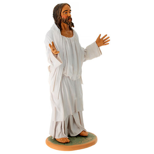 Auferstandener Jesus mit erhobenen Armen, Krippenfigur, neapolitanischer Stil, Terrakotta, für 30 cm Krippe 4