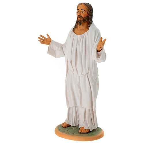 Risen Christ with open arms for terracotta Neapolitan Easter Creche of 30 cm 3
