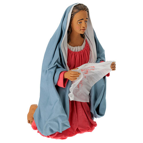 Veronika mit dem Schweißtuch Christi, Krippenfigur, neapolitanischer Stil, Terrakotta, für 30 cm Krippe 3