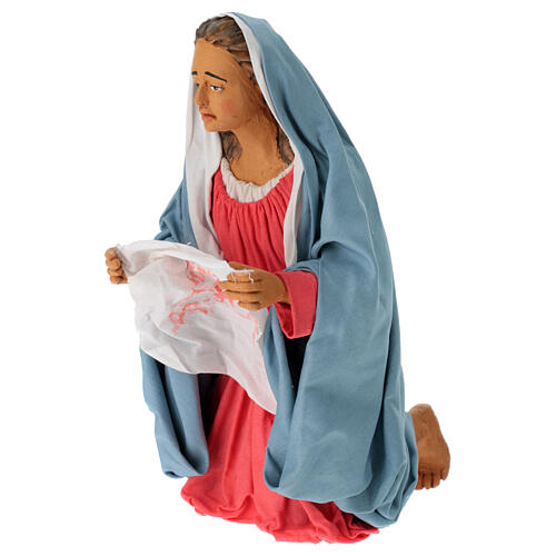 Veronika mit dem Schweißtuch Christi, Krippenfigur, neapolitanischer Stil, Terrakotta, für 30 cm Krippe 4