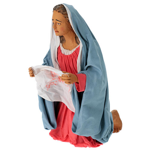 Veronica holding the veil with Jesus' face for terracotta Neapolitan Easter Creche of 30 cm 4