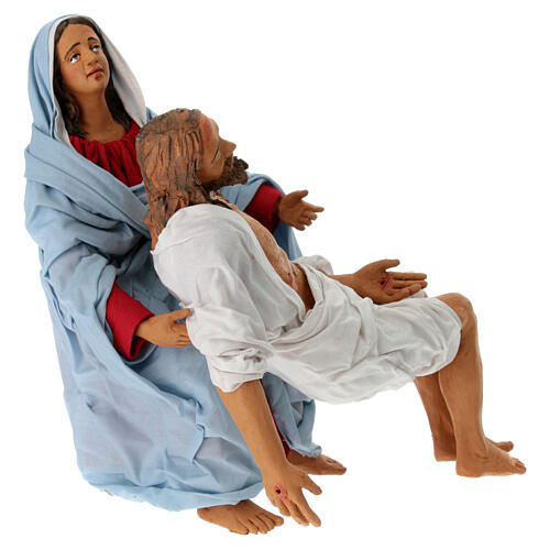 Pietà, 2-teilig, Krippenfiguren, neapolitanischer Stil, Terrakotta, für 30 cm Krippe 5