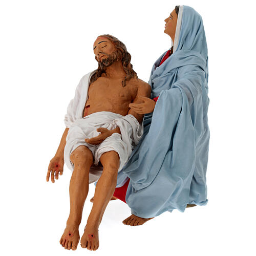 Pietà, 2-teilig, Krippenfiguren, neapolitanischer Stil, Terrakotta, für 30 cm Krippe 6