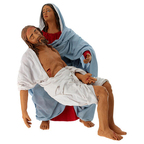 Pietà terracota presépio napolitano de Páscoa 2 peças h 30 cm 1