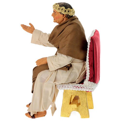Pontius Pilate sitting on the throne for terracotta Neapolitan Easter Creche of 30 cm 5