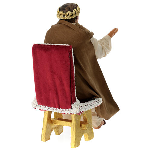 Pontius Pilate sitting on the throne for terracotta Neapolitan Easter Creche of 30 cm 6