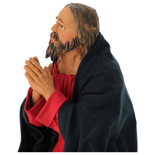 Jesus im Olivengarten, Krippenfigur, neapolitanischer Stil, Terrakotta, für 30 cm Krippe 2