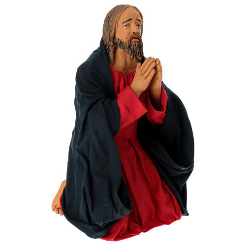 Jesus im Olivengarten, Krippenfigur, neapolitanischer Stil, Terrakotta, für 30 cm Krippe 3