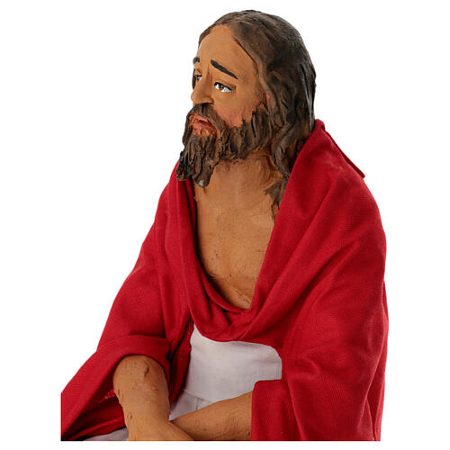 Jesus sitzend, Krippenfigur, neapolitanischer Stil, Terrakotta, für 30 cm Krippe 2