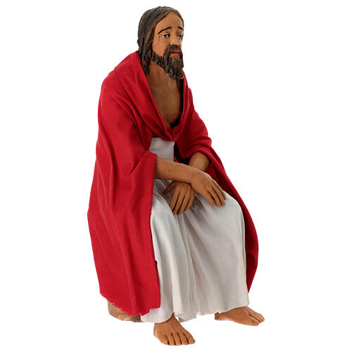 Jesus sitzend, Krippenfigur, neapolitanischer Stil, Terrakotta, für 30 cm Krippe 3