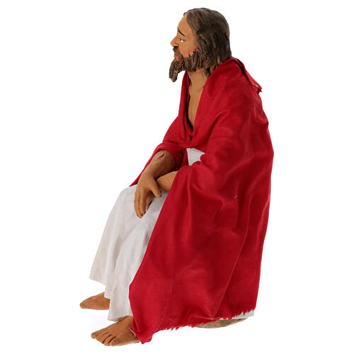 Jesus sitzend, Krippenfigur, neapolitanischer Stil, Terrakotta, für 30 cm Krippe 5