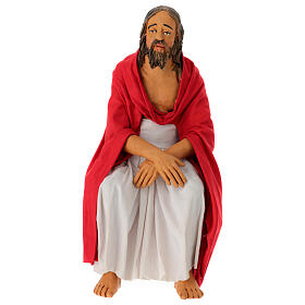 Gesù seduto statua presepe pasquale Napoli terracotta h 30 cm