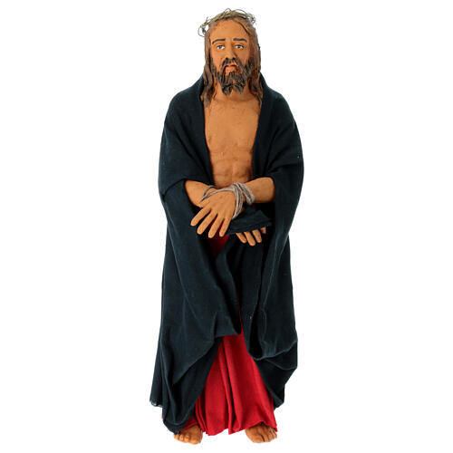 Jesus mit gefesselten Händen, Krippenfigur, neapolitanischer Stil, Terrakotta, für 30 cm Krippe 1