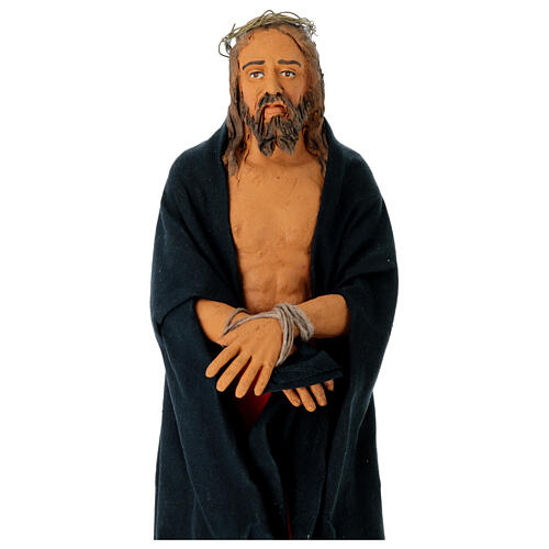 Jesus mit gefesselten Händen, Krippenfigur, neapolitanischer Stil, Terrakotta, für 30 cm Krippe 2