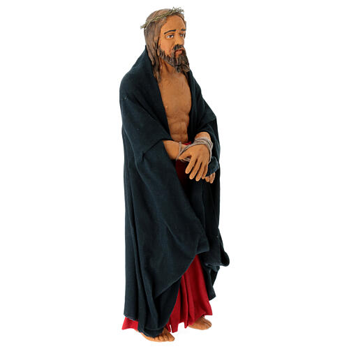 Jesus mit gefesselten Händen, Krippenfigur, neapolitanischer Stil, Terrakotta, für 30 cm Krippe 5