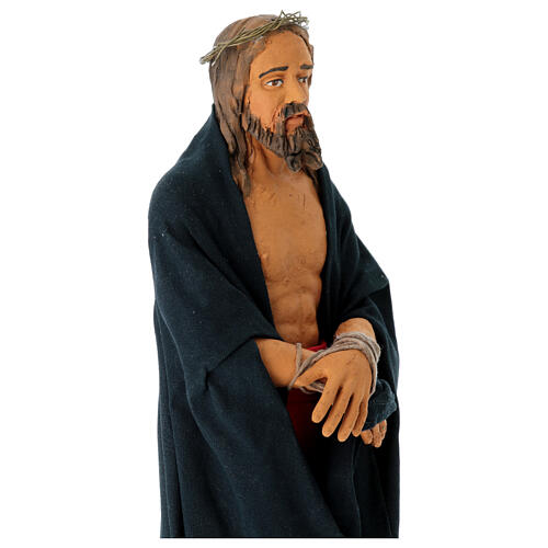 Jesus mit gefesselten Händen, Krippenfigur, neapolitanischer Stil, Terrakotta, für 30 cm Krippe 6