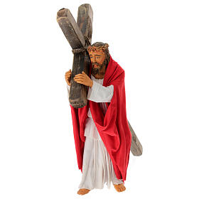Jesus carrying the cross, terracotta statue for Neapolitan Easter Creche of 30 cm